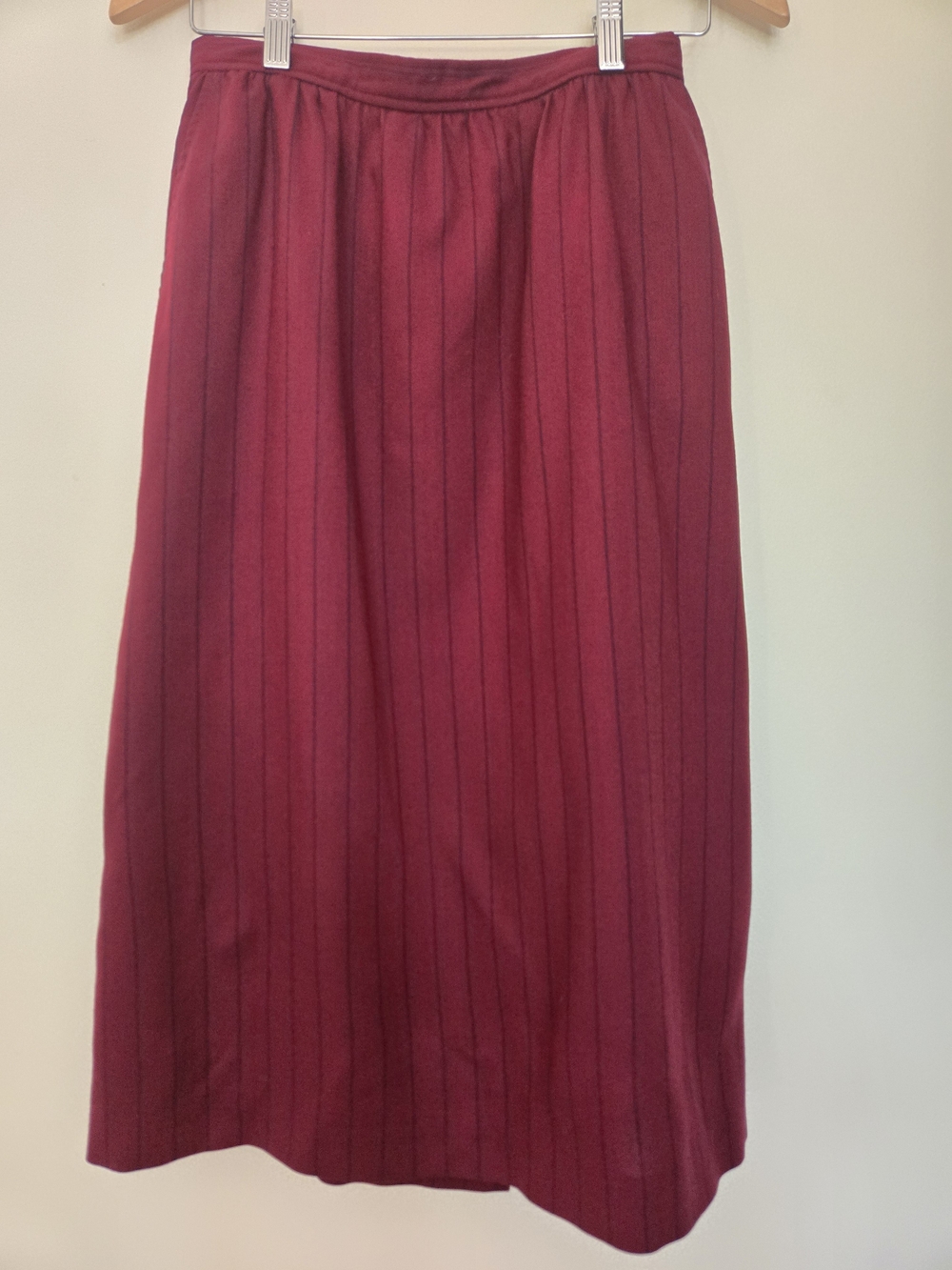 Evan Picone Burgundy Pinstripe Maxi Skirt